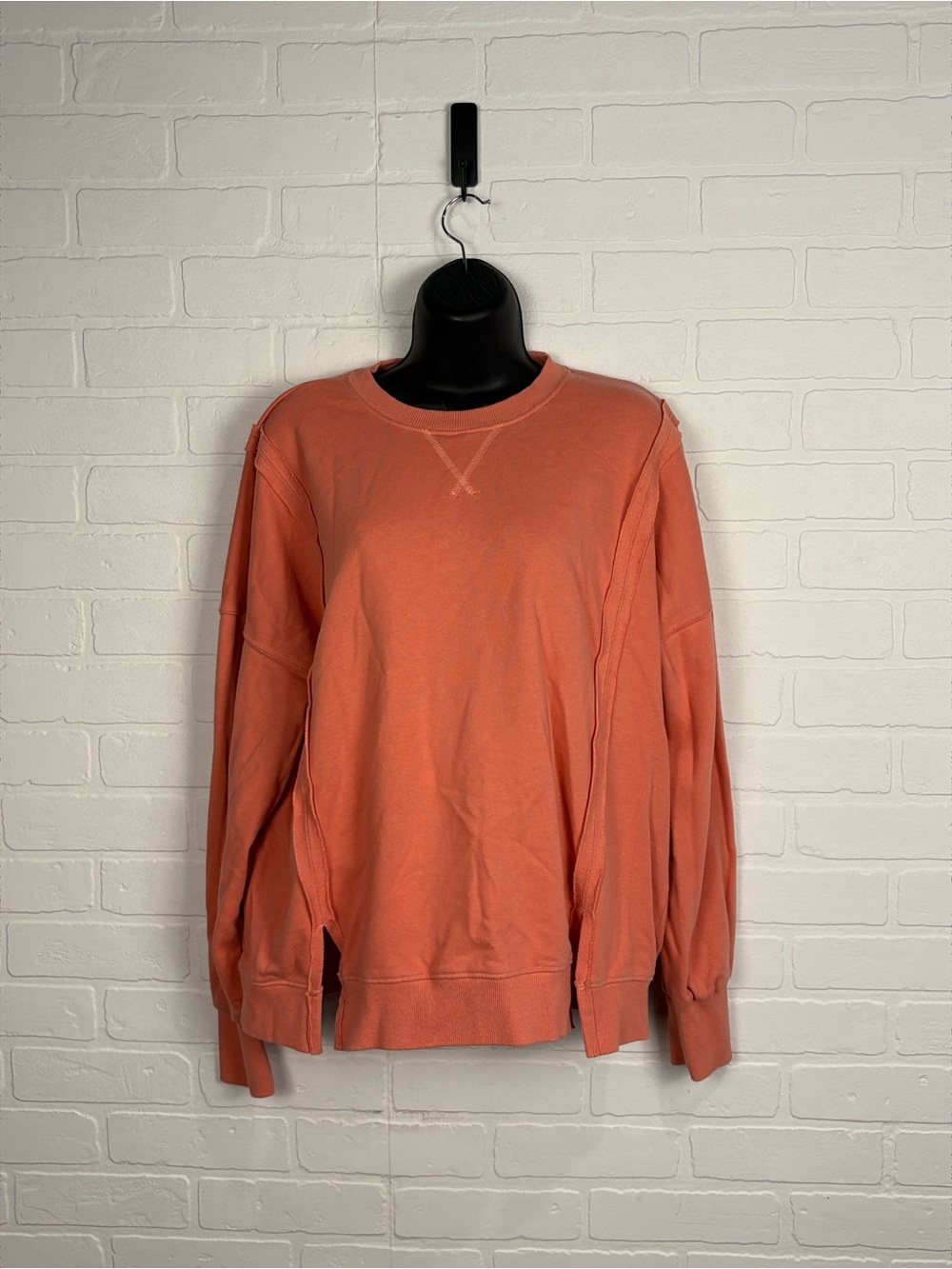 BKE Women's Raw Edge Seam Pullover Sweatshirt Orange Size L
